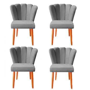 Imagem de Kit 4 Cadeiras Poltrona Sala de Jantar Penteadeira Reforçada Decorativa Pétala Suede