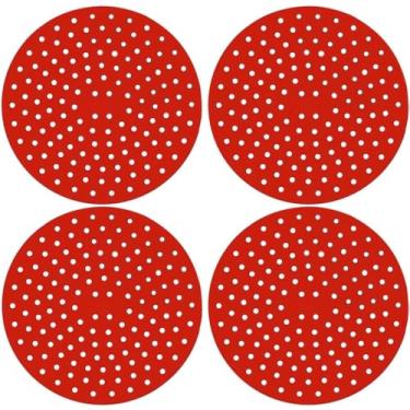 Imagem de Kit 5 Peças Tapete Silicone Para Fogão de Indução Almofada Silicone Protetora Lá Si Linha Premium M5 Armarinhos (Kit: 4 Vermelhos)