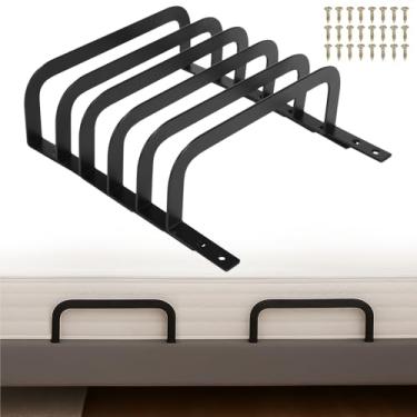 Imagem de Homaisson 6 peças de barras de retenção de colchão, rolhas deslizantes de aço preto fosco com parafusos, suporte de colchão antiderrapante para evitar deslizamento ajustável, de madeira, metal, camas