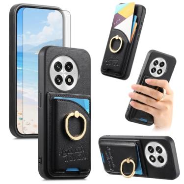 Imagem de Asuwish Capa de telefone para OnePlus 13 5G capa carteira com protetor de tela de vidro temperado e suporte de cartão de crédito de couro PU anel suporte acessórios para celular One+ 1plus13 2024