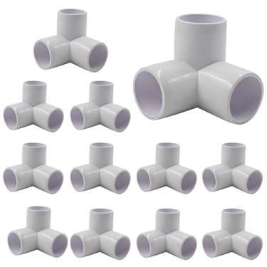 Imagem de AUXBC 12 peças de conectores T de PVC de 3/10.2 cm de 3 vias, encaixes de cotovelo de canto para móveis, junta de ângulo reto para estrutura de barraca de jardim e galpão de jardim sistema hidropônico