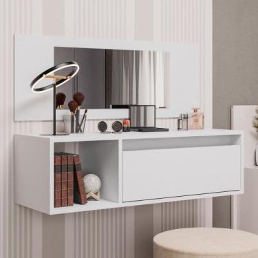 Imagem de Penteadeira Camarim Eva Suspensa Com Espelho 1 Porta - SSX Multicoisas