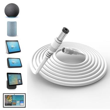 Imagem de Tonton Cabo De Extensão Energia 30W 10 Pés Para Echo Show Compatível Com 15, 8, (3ª Geração), Alexa 4ª Geração, 3ª (2ª Geração Plus) Branco