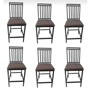 Imagem de Kit 6 Cadeiras Reforçada Para Cozinha E Sala Jantar Liane Marrom - MOD