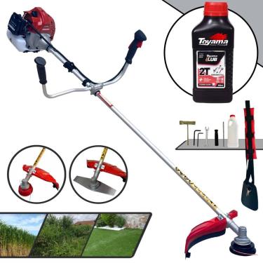Imagem de Aparador de Grama Kawashima BCJ620-L À Gasolina 62cc 3HP 10.000rpm Roçadeira Completa Com Carretel de Nylon + Lâmina 2 Pontas + ÓLEO TOYAMA FG50