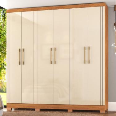 Imagem de Guarda-roupa Lagos 6 Portas em Mdf e 4 Gavetas Internas Cinamomo/Off White
