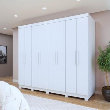 Imagem de Guarda-roupa 8 Portas 4 Gavetas com Pé Andara Soft Branco