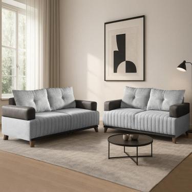 Imagem de Conjunto Sofá 3x2 Lugares Leona em Linho Bom Pastor