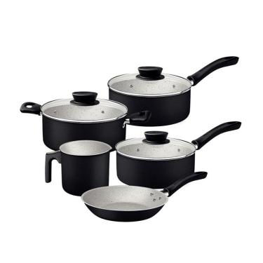 Imagem de Jogo De Panela Tramontina Linz Aluminio Preto 5 Pecas