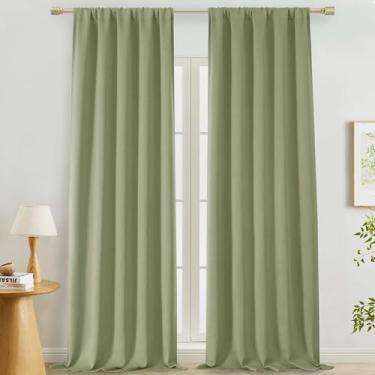 Imagem de Lecloud Cortinas de escurecimento de ambiente verde sálvia 300 cm de comprimento, 2 painéis, isolamento térmico, extralongo, bolso para varão, tratamentos para janelas grandes, pátio, sala de estar