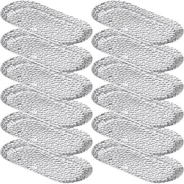 Imagem de Blushtier 12 bandejas de metal martelado para servir 16 x 8 cm, oval de aço inoxidável, prata, bandeja decorativa para joias, prato de chá, frutas, cozinha, banheiro, armazenamento