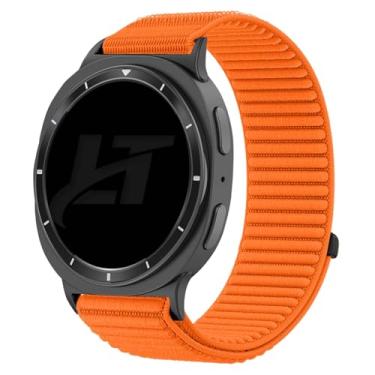 Imagem de Pulseira Nylon Loop LTimports compativel com Galaxy Watch8 Classic 46mm, Galaxy Watch 8 44mm e Galaxy Watch 8 40mm (LT-Laranja, Conector Preto)