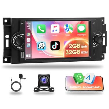 Imagem de Motorsi Rádio estéreo de carro para Dodge RAM 1500 Jeep Commander Patriot Compass 300C Jeep Grand Cherokee Chrysler 300 tela sensível ao toque de 6,5 polegadas com áudio Carplay Android Auto BT RDS/FM