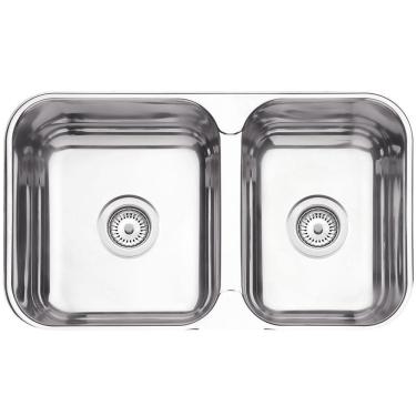Imagem de Cuba Dupla Tramontina Isis 2C 34-28 BS Perfecta Inox Polido 69x40 cm com Válvula 94062402