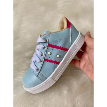 Imagem de Tênis Infantil Feminino com detalhe de Pérolas - Pequena Rainha, Azul,