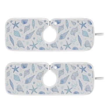 Imagem de Tapete absorvente para torneira de cozinha, conchas do mar, protetor de respingos de água para pia, coletor de gotejamento, esponja espessa, torneira de microfibra, tapete absorvente de água para