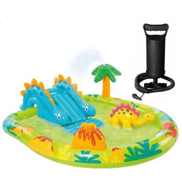 Imagem de Piscina playground inflavel intex pequeno dino 143l + bomba manual, Ve