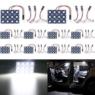 Imagem de QAUBEN Pacote com 10 lâmpadas de teto LED 3030 12-SMD brancas, para interior de carro, para leitura de placas, teto, mapa interno, com adaptadores T10/BA9S/Fesoon (DC 12V)