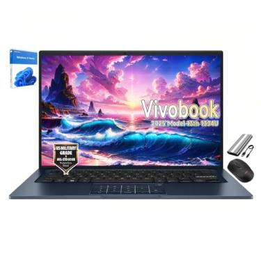 Imagem de ASUS Laptop Vivobook modelo 2025 de 14 polegadas, Intel 10-Core i5-1334U (Beats i7-1265U), webcam 720p, USB C, design fino, dobradiça plana de 180°, Win11, mouse sem fio e PSD de 128 GB (12 GB RAM |