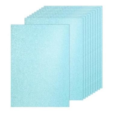 Imagem de PATIKIL 60 folhas de papelão com glitter azul lago, 21 x 29,7 cm, papel com glitter A4, papel brilhante, 250 g/m², grande brilho para artesanato, scrapbook, arte faça-você-mesmo, festa de casamento