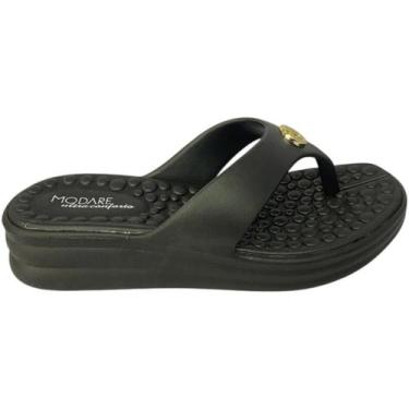 Imagem de Tamanco Modare Anabela Dedo Conforto e Estilo, Preto, 36