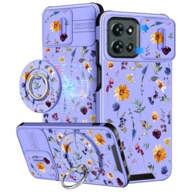 Imagem de Buleens Capa para Moto G 2025 – Design fofo com suporte de anel e capa de câmera para mulheres meninas estética feminina flores florais Kawaii capa de telefone para Motorola Moto G 2025 capa