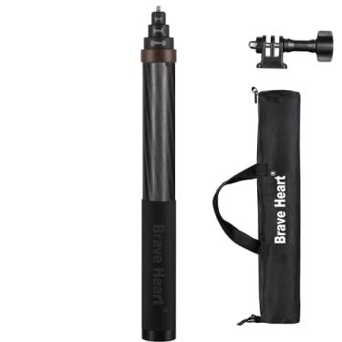 Imagem de brave heart Novo Bastão De Selfie Invisível Fibra Carbono 3M 36 Cm Para Insta360 X5, Insta 360 X4, X3, X2, X One Rs R E Gopro Go Pro Hero 13, 12, 11, 10, 9 Max (Sistema Bloqueio Rotação) (Café)…