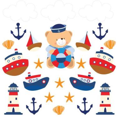 Imagem de Adesivo de Parede Infantil Ursinho Marinheiro - Quartinhos