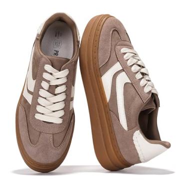 Imagem de Project Cloud Tênis de plataforma feminino – Palmilha de espuma viscoelástica, leve e antiderrapante com cadarço (vôlei), Taupe Multi, 38