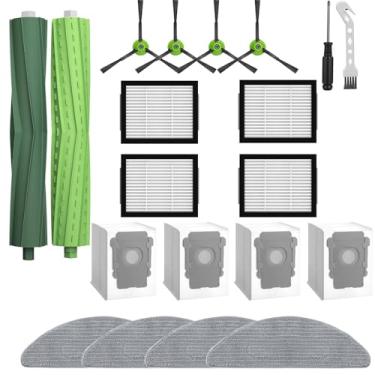 Imagem de Kit de substituição de 20 peças de acessórios para iRobot Roomba Combo i5, i5+, j5, j5+ robô aspirador de pó e limpador de esfregão escova principal dupla, 4 escovas laterais, 4 filtros Hepa, 4 sacos