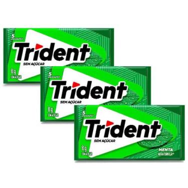 Imagem de Kit 3 Chiclete Trident Menta 8g com 5 Unidades