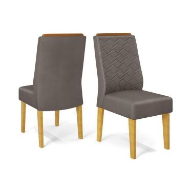 Imagem de Cadeira Sala De Jantar Lidia Kit 2 Un Cedro/suede Lunar Grafite - Dj Móveis