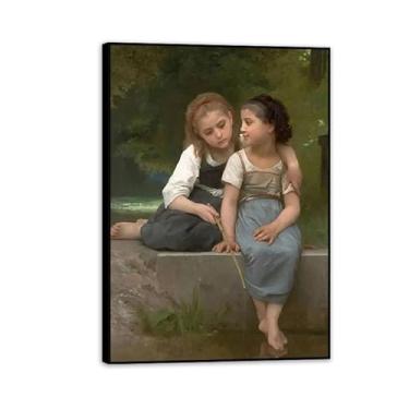 Imagem de SDYJ6GSW Retrato vintage clássico de arte a óleo pelo artista William Bouguereau pôster tela famosa pintura arte de parede imagens decoração de casa 55 x 40 cm (22 x 16 polegadas) moldura pronta para