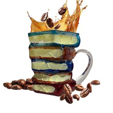 Imagem de Caneca de chá quente - Design vintage de livro pintado 3D copos de água de vidro, canecas de suco resistentes ao calor, suprimentos de cozinha para coquetéis de cerveja de uísque