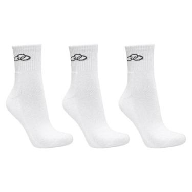Imagem de Kit Meia Cano Médio Olympikus Feminina 3 Pares, Branco, 33/38