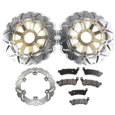 Imagem de Arashi Rotores de disco de freio dianteiro traseiro com pastilhas para Honda XL1000V VARADERO ABS 2004-2011, acessórios de substituição de motocicleta dourado