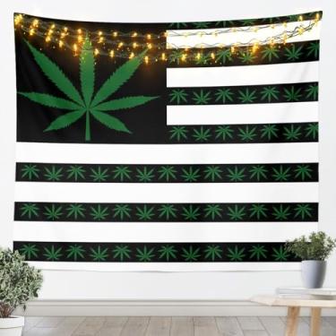 Imagem de Castle Fairy Tapeçaria com bandeira americana tapeçarias de maconha arte decoração de casa decoração de quarto porta de sala de estar hippie boho tapeçaria para pendurar na parede verde e branco arte