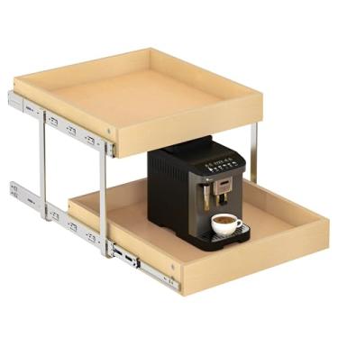 Imagem de WelFurGeer Gavetas de armário de madeira compensada de 2 camadas, prateleiras deslizantes lisas para armários de cozinha, gavetas removíveis para organização de cozinha doméstica