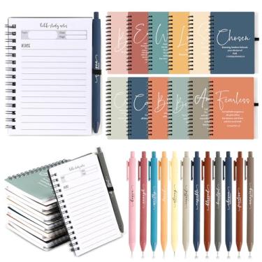 Imagem de Kosiz 24 conjuntos de cadernos espirais cristãos, diários de oração de estudo da Bíblia com canetas bíblicas, pequenos blocos de notas, presentes inspiradores para mulheres, homens, grupos da igreja