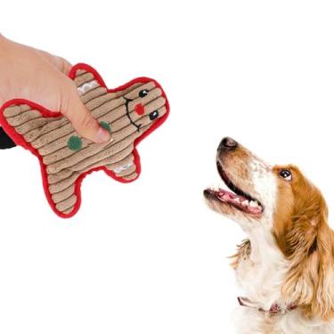 Imagem de FRCOLOR Brinquedo de pelúcia para cachorro de brinquedo de mastigar de Natal para cães pequenos interativos mastigadores agressivos para animais de estimação