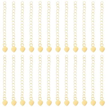Imagem de Beebeecraft 1 caixa de extensão de corrente de 60 peças para fabricação de joias, banhado a ouro 18 K, etiqueta de coração, extensão de cauda para pulseira, colar, tornozeleira, faça você mesmo