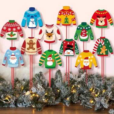 Imagem de Zonon 12 peças de decoração de jardim de Natal estacas de metal para jardim de pátio vaso de plantador de gramado de Natal quebra-nozes pão de gengibre floco de neve placas de estaca de quintal