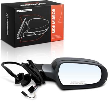 Imagem de A-Premium Espelho retrovisor elétrico do lado do passageiro - compatível com Audi A4 2010-2011, S4 2010-2011 - Espelho retrovisor externo preto dobrável manual aquecido com detecção de ponto cego de
