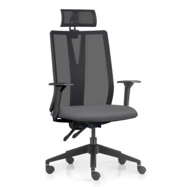 Imagem de Cadeira Escritório Giratória Presidente Flow F02 Base Preta Crepe Grafite - Lyam Decor