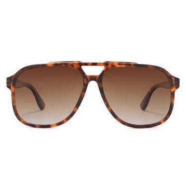 Imagem de VANLINKER Óculos de sol aviador quadrado retrô polarizado feminino clássico anos 70 vintage moderno aviadores grandes VL9878, Armação de tartaruga C5/Lente de classificação marrom, Large