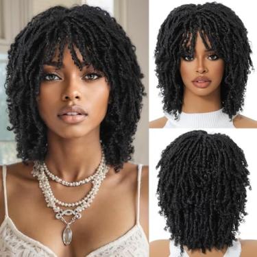 Imagem de Suntefic Peruca Dreadlock Para Mulheres E Homens Negros, Curta, Afro, Com Torção, Mechas Falsas, Trançadas, Sem Cola, Sintéticas, Afro Cacheadas (#1B, 30 Cm)