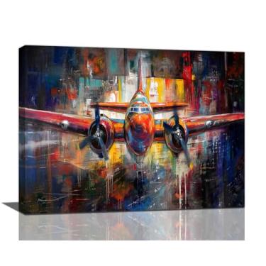 Imagem de Arte de parede de avião, decoração de parede de imagens de avião grafite, pintura de impressão em tela de aviação Banksy, arte emoldurada para quarto de menino, banheiro, sala de estar, quarto