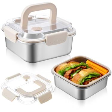 Imagem de Blushtier Pacote com 2 recipientes de sanduíche de aço inoxidável de 1,134 g, tampa hermética e à prova de vazamento, reutilizável para sanduíches, lanches, armazenamento de alimentos