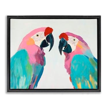 Imagem de Stupell Industries Arte de parede em tela flutuante preta com araras pastel exóticas, design de Sisi e Seb, 25 x 31