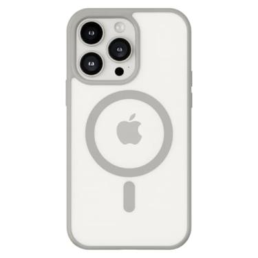 Imagem de Capinha Case Capa Transparente Magnética Anti Impacto Com Bordas Elevadas Anti Amarelamento Para iPhone (Cinza, iPhone 14 Pro)